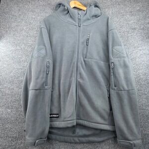 Baerskin‎ Tactical Hoodie Mens 2XL Grey Full Zip Fleece Jacket Multi-Pocket NEW